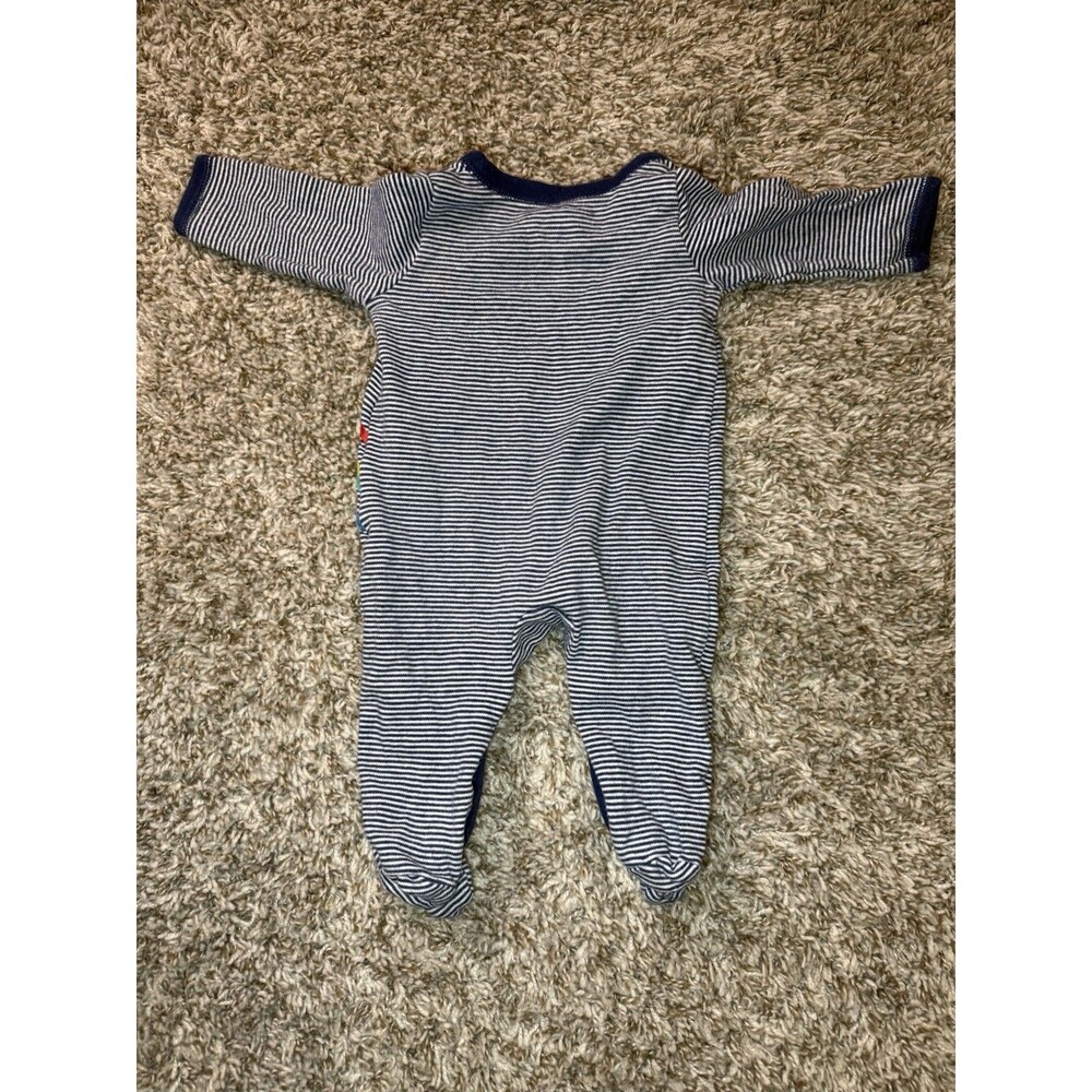 Carter's Baby Boy 3M Footed Sleeper Pajamas Navy White Stripes Rocket Ship - Picture 10 of 10